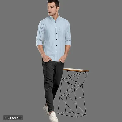 CLOSWIF Blue Cotton Blend Checked Long Sleeves Casual Shirts For Men-thumb4