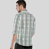 CLOSWIF Green Cotton Blend Checked Long Sleeves Casual Shirts For Men-thumb1