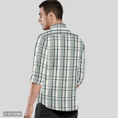 CLOSWIF Green Cotton Blend Checked Long Sleeves Casual Shirts For Men-thumb2