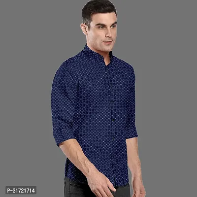 CLOSWIF Navy Blue Cotton Blend Checked Long Sleeves Casual Shirts For Men-thumb0