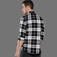 CLOSWIF Black Cotton Blend Checked Long Sleeves Casual Shirts For Men-thumb1