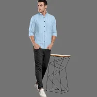 CLOSWIF Blue Cotton Blend Checked Long Sleeves Casual Shirts For Men-thumb2