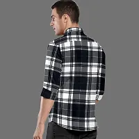 CLOSWIF Black Cotton Blend Checked Long Sleeves Casual Shirts For Men-thumb1