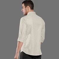 CLOSWIF Beige Cotton Blend Checked Long Sleeves Casual Shirts For Men-thumb1