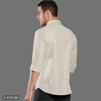 CLOSWIF Beige Cotton Blend Checked Long Sleeves Casual Shirts For Men-thumb2