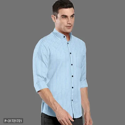 CLOSWIF Blue Cotton Blend Checked Long Sleeves Casual Shirts For Men