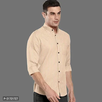 CLOSWIF Beige Cotton Blend Checked Long Sleeves Casual Shirts For Men