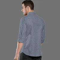 CLOSWIF Navy Blue Cotton Blend Checked Long Sleeves Casual Shirts For Men-thumb1