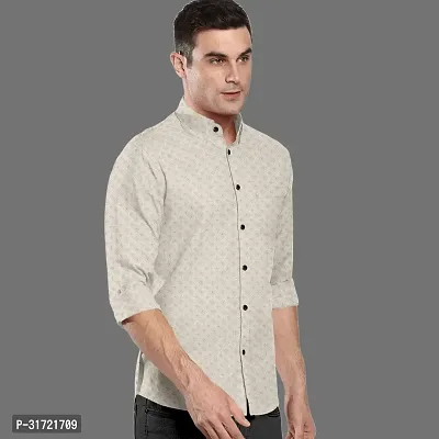 CLOSWIF Beige Cotton Blend Checked Long Sleeves Casual Shirts For Men-thumb0