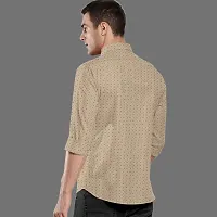 CLOSWIF Beige Cotton Blend Checked Long Sleeves Casual Shirts For Men-thumb1