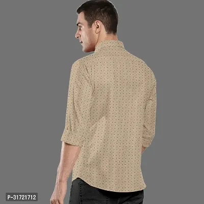 CLOSWIF Beige Cotton Blend Checked Long Sleeves Casual Shirts For Men-thumb2