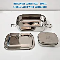 Stainless Steel Rectangular Shape tiffin box  with Small Container  for Kids, School, Office - Leakproof Lunchbox-thumb2