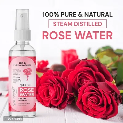 Youngtre Rose Pure Organic  Natural Water | For Face  Skin | Makeup Remover Toner  Mist | For Glowing  Natural Skin | Pack Of 1