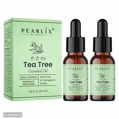 PEARLIX Natural Tea Tree Oil, 10ml (each) | Pack Of 2 | Perfect for Cleaning, Aromatherapy, DIY, Soap  Diffuser - Tea Tree Essential Oils-thumb0