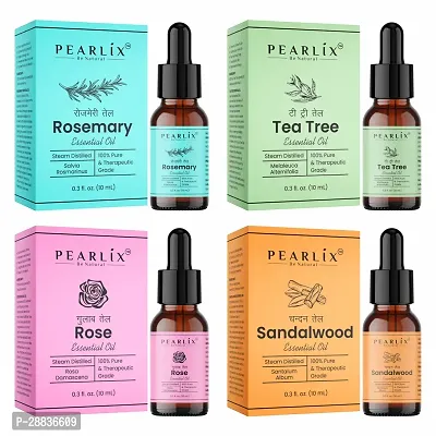 Sandalwood, Rose, Rosemary  Tea Tree Essential Oil Pure | 10ml Each, Pack Of 4