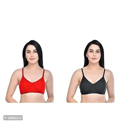 Buy MAARDAV Women's Cotton Soft Padded Bra(Pack of 2),(red-Black) Online In  India At Discounted Prices