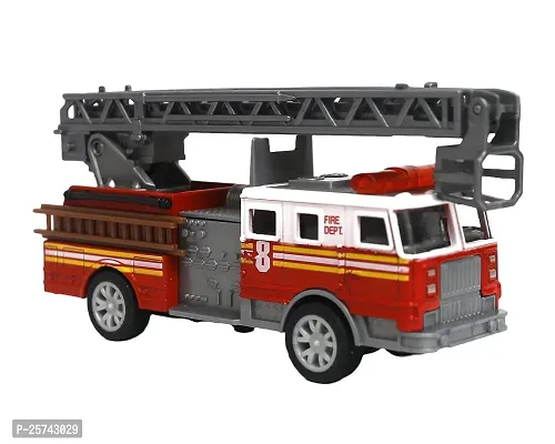 Pie Toys Die Cast Metal Fire Brigade Truck With Stretchable Ladder  Push Back Function For Kids