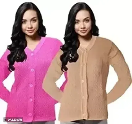 Womens Woolen Sweater Cardigan - Pack Of 2-thumb0