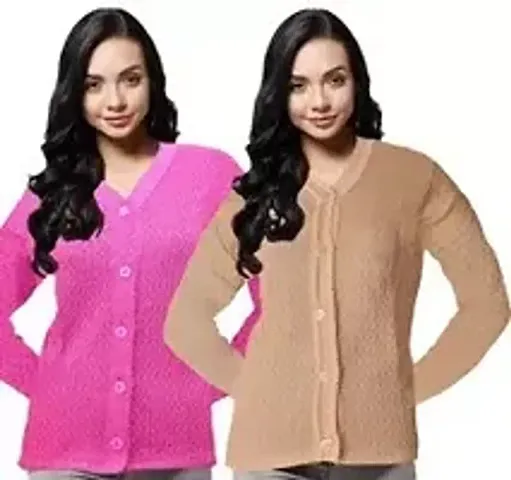 Womens Woolen Sweater Cardigan - Pack Of 2