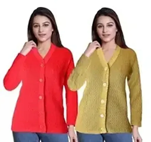 Womens Woolen Sweater Cardigan - Pack Of 2