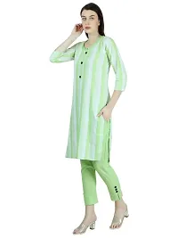 SHAZU TRENDS Khadi Cotton Kurti Trousers Set for Girls and Women Round Neck Frills Collor-thumb1