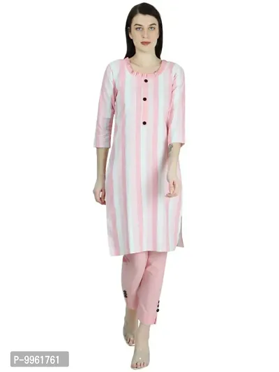 Classic Khadi Cotton Printed Kurta Bottom Set for Women-thumb0