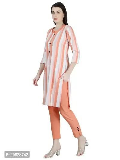 Anouk - By Myntra Kurti Set For Women Indian Style Band Collar  Peach-Coloured Self-Design Self Design Polyester Knee Length Regular Kurta  with Yarn Dyed Trousers - Walmart.com