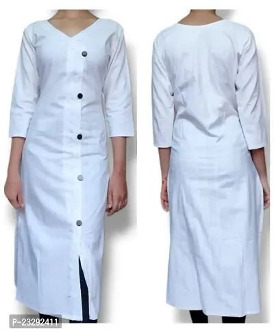 White Angrakha Kurti Design Khadi Cotton for Girls Women-thumb0