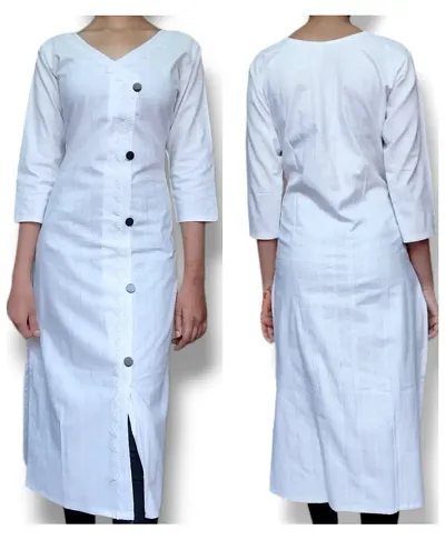 White Angrakha Kurti Design Khadi Cotton for Girls  Women