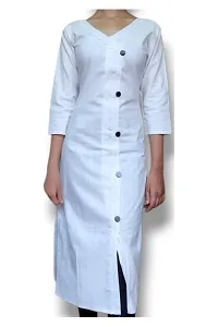 White Angrakha Kurti Design Khadi Cotton for Girls  Women-thumb2