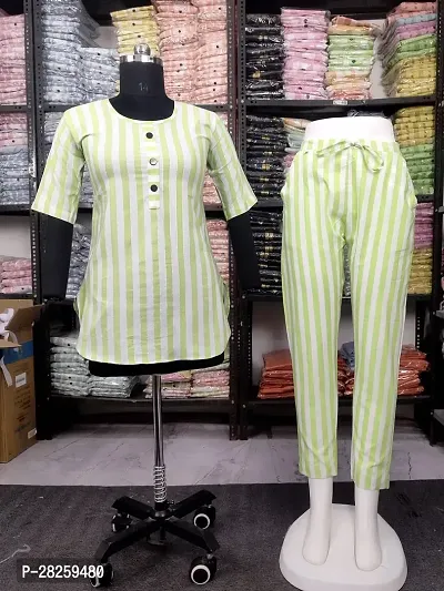 Comfortable Night Suit and Soft Summer Cool Fabric Stripe Patten Dual Side Pant Pockets