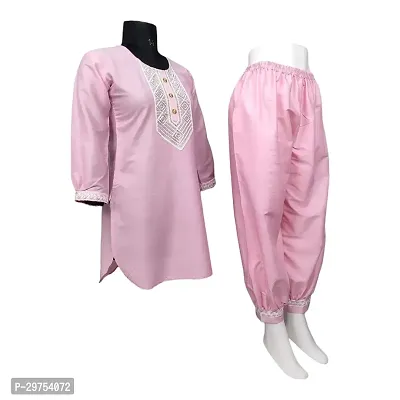 Stylish Pink Cotton Kurta With Pant Set For Women