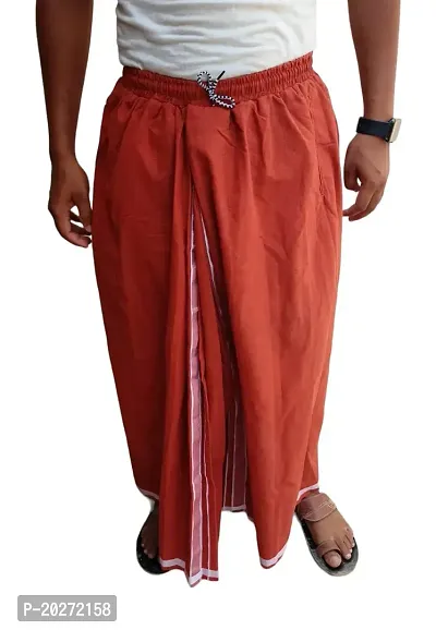 Bindass Elastic Polycotton Lungi with Pocket (Waist Size - 28-34