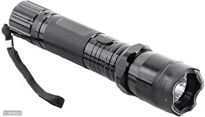 1101 Metal Stun Gun LED Tactical Rechargeable Flashlight Self Defense Electric Shock Torch-thumb0