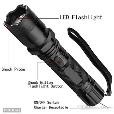 1101 Metal Stun Gun LED Tactical Rechargeable Flashlight Self Defense Electric Shock Torch-thumb5