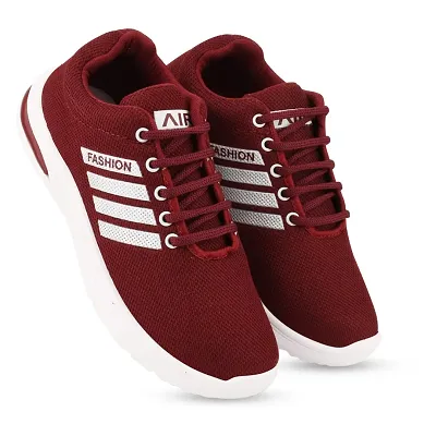 Trendy Sports Shoes Lace-Up Lightweight Maroon Shoes For Women