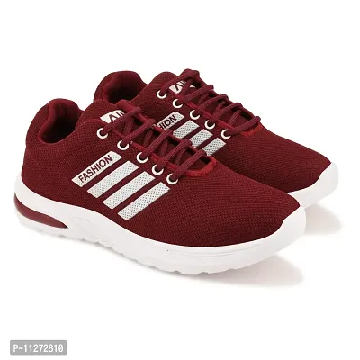 Trendy Sports Shoes Lace-Up Lightweight Maroon Shoes For Women-thumb0