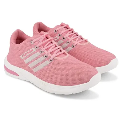 Trendy Sports Shoes Lace-Up Lightweight Pink Shoes For Women
