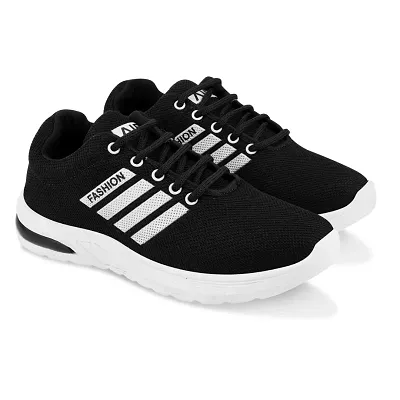 Trendy Sports Shoes Lace-Up Lightweight Black Shoes For Women