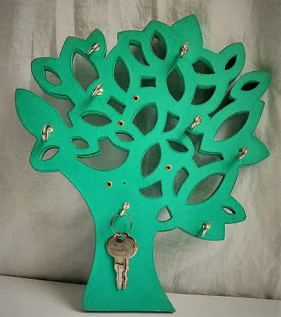 MIRAMAYEE Tree Key Wall Holder & Decorative Key Hanger 8 Hooks for Home/Wall Decor Wood Key Holder . Wood Key Holder (Size- H x Lx W-21x18x4 cm, Brown)