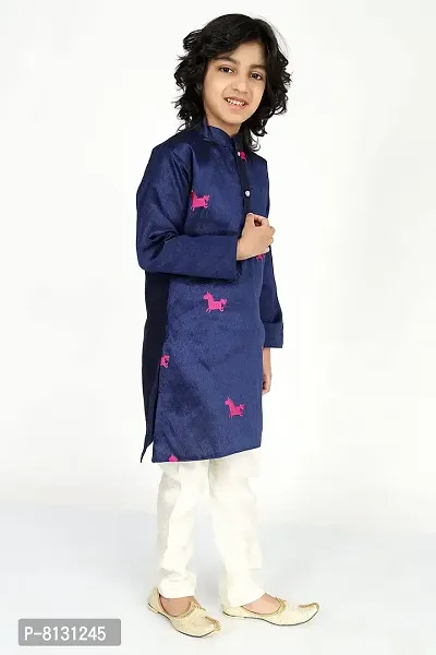 Vesham Cotton Silk Kurta Pajama Set For Boys Kids | Sherwani Style Kurta Paijama-thumb5