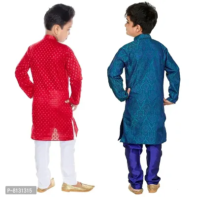 Vesh Cotton Silk Kurta Pajama Set For Boys Kids-thumb2