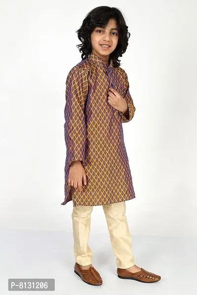 Vesham Cotton Silk Kurta Pajama Set For Boys Kids | Sherwani Style Kurta Paijama-thumb5