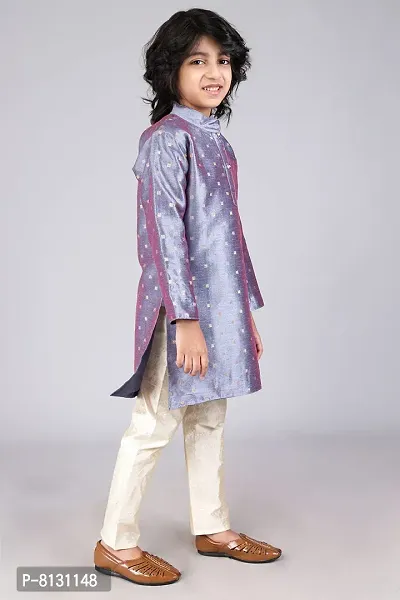 Vesham Cotton Silk Kurta Pajama Set For Boys Kids | Sherwani Style Kurta Paijama-thumb5