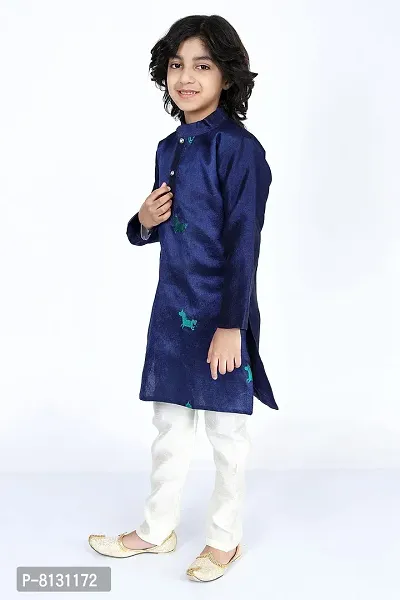 Vesham Cotton Silk Kurta Pajama Set For Boys Kids | Sherwani Style Kurta Paijama-thumb2