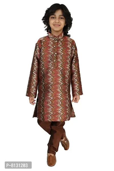 Vesham Cotton Silk Kurta Pajama Set For Boys Kids | Kids Kurta Payjama 5-6 Years-thumb0