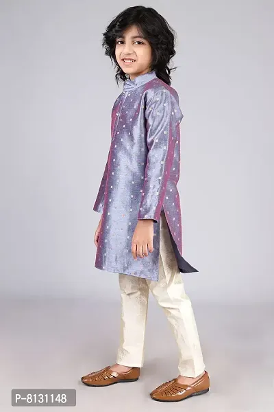 Vesham Cotton Silk Kurta Pajama Set For Boys Kids | Sherwani Style Kurta Paijama-thumb4