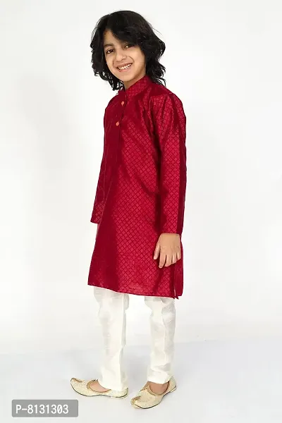 Vesham Cotton Silk Kurta Pajama Set For Boys Kids | Sherwani Style Kurta Paijama-thumb3