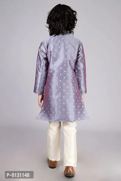 Vesham Cotton Silk Kurta Pajama Set For Boys Kids | Sherwani Style Kurta Paijama-thumb3