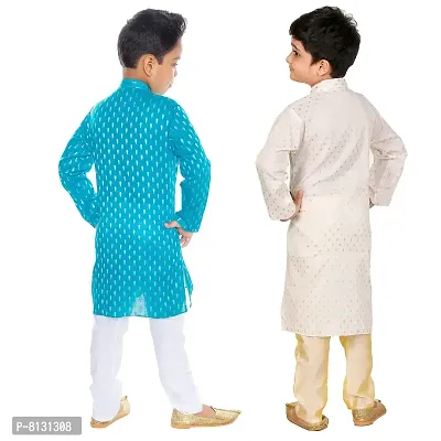 Vesh Cotton Silk Kurta Pajama Set For Boys Kids-thumb2